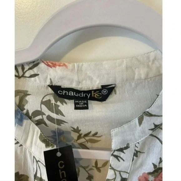 NWT $95 Anthropologie Chaudry KC Floral Shirt Size M Long Sleeve Cotton - Picture 4 of 5